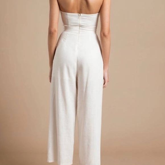 ASTR The Label Mara Tie-Front White Linen Jumpsuit Size Medium - Picture 2 of 7